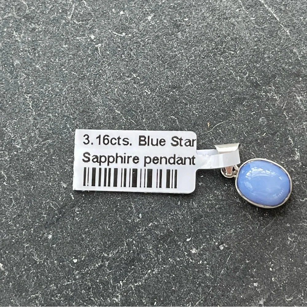 Elegant Sterling Silver 925 Blue Star Sapphire Pendant - Picture 10 of 11